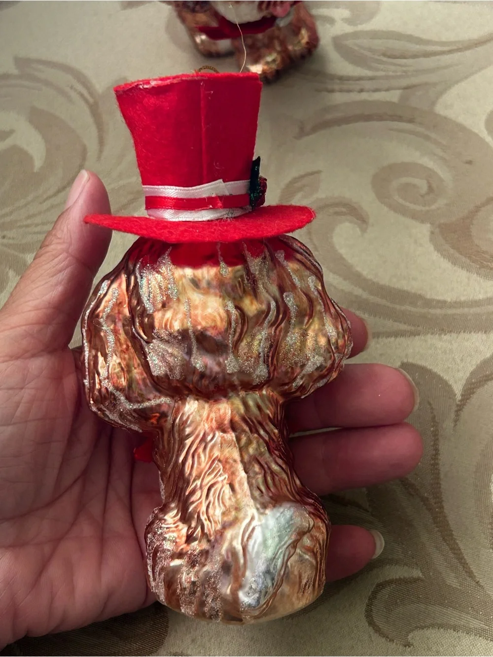 NWT Katherines Collection Christmas Ornaments Glass Puppy Dog Red Felt Hat Holly